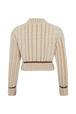 Alpaca Wool Cable Knit Crew-Neck Sweater Ecru back view