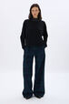 Merino wool sweater Black front worn view