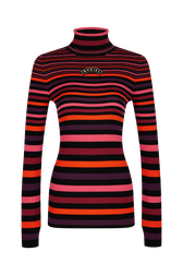 Striped wool turtleneck sweater Striped multico front view