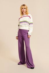 Pull ajouré rayé multicolore femme Ecru vue de détail 2