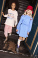 Round Collar Girl Sweatshirt Ecru front worn view