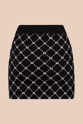 Jupe courte jacquard SR femme Noir vue de dos