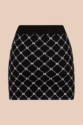 Women Jacquard Mini Skirt Black back view