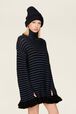 Robe courte col roulé lurex femme Raye noir/bleu vue de détail 4