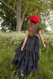 Robe longue à volants fille Noir vue portée de dos