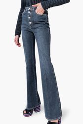 High Waist Flare Jeans Black details view 1