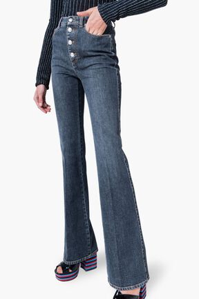 High Waist Flare Jeans Black details view 1