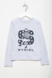 Printed Cotton Girl Long-Sleeved T-shirt Grey front view