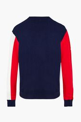 SR Woolen Cashemer Tricolor Sweater Navy back view