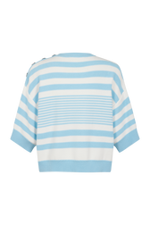 Striped cotton sweater White/skyblue stripe back view