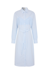 Shirt in cotton with fine striped long sleeves Striped white/blue front view