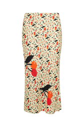 Women Cherry Print Twill Midi Skirt Baby yellow front view