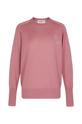 Long-sleeved sweater in merino and silk Pink front view