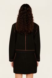 Veste double face laine femme Noir vue portée de dos
