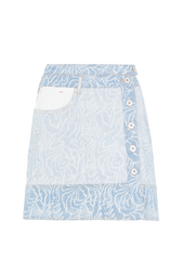 Zebra denim mini skirt Blue front view