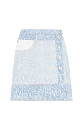 Zebra denim mini skirt Blue front view