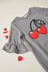 Robe courte fille motif cerise Gris vue de détail 1