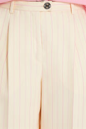 Pinstripe pleated trousers Ecru/pink details view 1