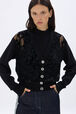 Pull en maille et en dentelle velours Noir vue de détail 1