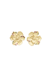 Boucles d'oreilles Poetic Garden Striped Clover Gold vue de face