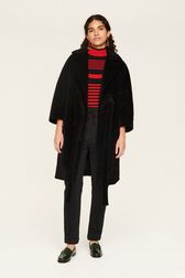 Manteau long velours femme Noir vue de détail 2