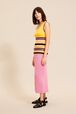 Women Multicolor Striped Tank Top Orange front worn view