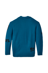 Cardigan grunge laine logo Sonia Rykiel femme Bleu canard vue de dos