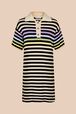 Robe polo oversize rayé multicolore femme Bleu nuit vue de face