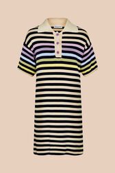 Women Multicolor Striped Oversize Polo Dress Night blue front view