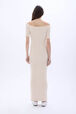 Robe longue col bateau détail fleur Vanilla vue portée de dos
