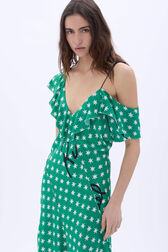 Robe courte en viscose imprimé étoile Stars green vue de détail 2