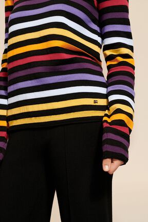 Pull rayé multicolore signature femme Noir vue de détail 2