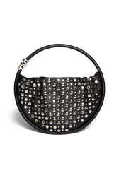 Domino Medium Leather with studs bag Black front view