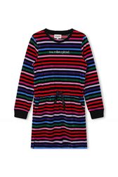 Multicolor Striped Velvet Dress Multico striped front view