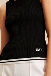 Top ajusté maille torsadée femme Noir vue de détail 2