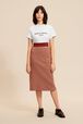 Women Geometric Print Midi Skirt Brun front worn view
