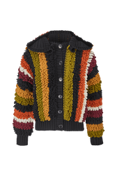 Blouson laine bouclette femme Multico raye crea vue de face