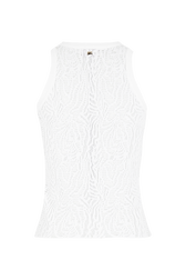 Sleeveless round-neck knitted top White back view