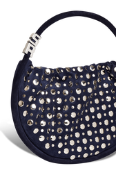 Domino medium bag in suede and studs Navy details view 1