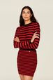 Women Rib Sock Knit Striped Mini Skirt Black/red details view 1