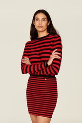 Women Rib Sock Knit Striped Mini Skirt Black/red details view 1