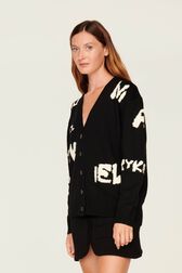 Cardigan grunge laine logo Sonia Rykiel femme Noir vue de détail 1