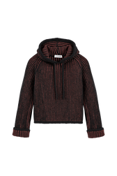 Hoodie lurex femme Raye noir/bronze vue de face