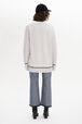 Alpaca Wool Cable Knit V-Neck Cardigan Lilac back worn view