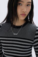 Striped long dress in wool and lurex Black/silver details view 2