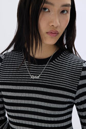 Striped long dress in wool and lurex Black/silver details view 2