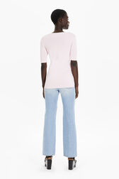 Pull décolleté V coloré viscose femme Baby rose vue portée de dos