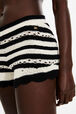 Short rayures ajourées bicolore femme Raye noir/ecru vue de détail 2