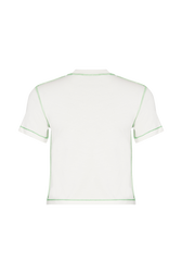 T-shirt col rond manches courtes en jersey de coton Ecru vue de dos