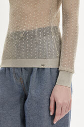 Viscose Knit Long-Sleeved Crew-Neck Top Gold details view 2